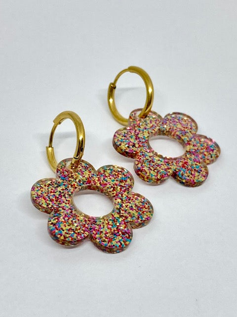 Boucles d’oreilles Flora à paillettes