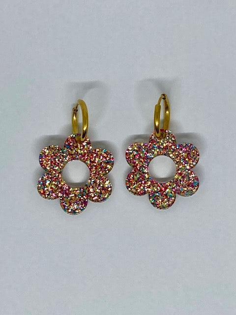Boucles d’oreilles Flora à paillettes