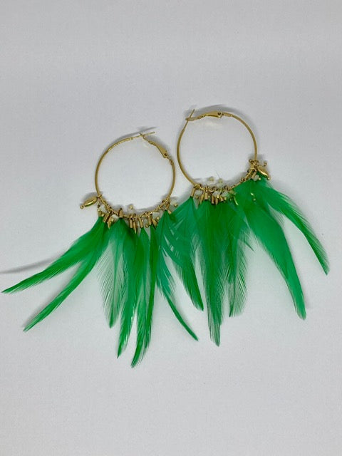 Boucles d’oreilles - Plume Émeraude