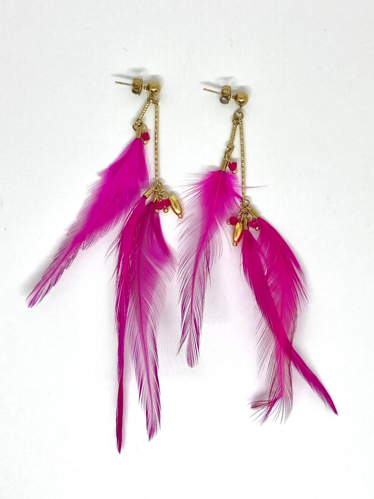 Boucles d’oreilles Plume - Fuchsia