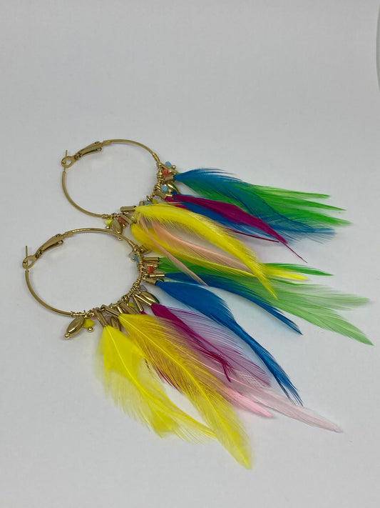 Boucles d’oreilles Plume - Multicolore