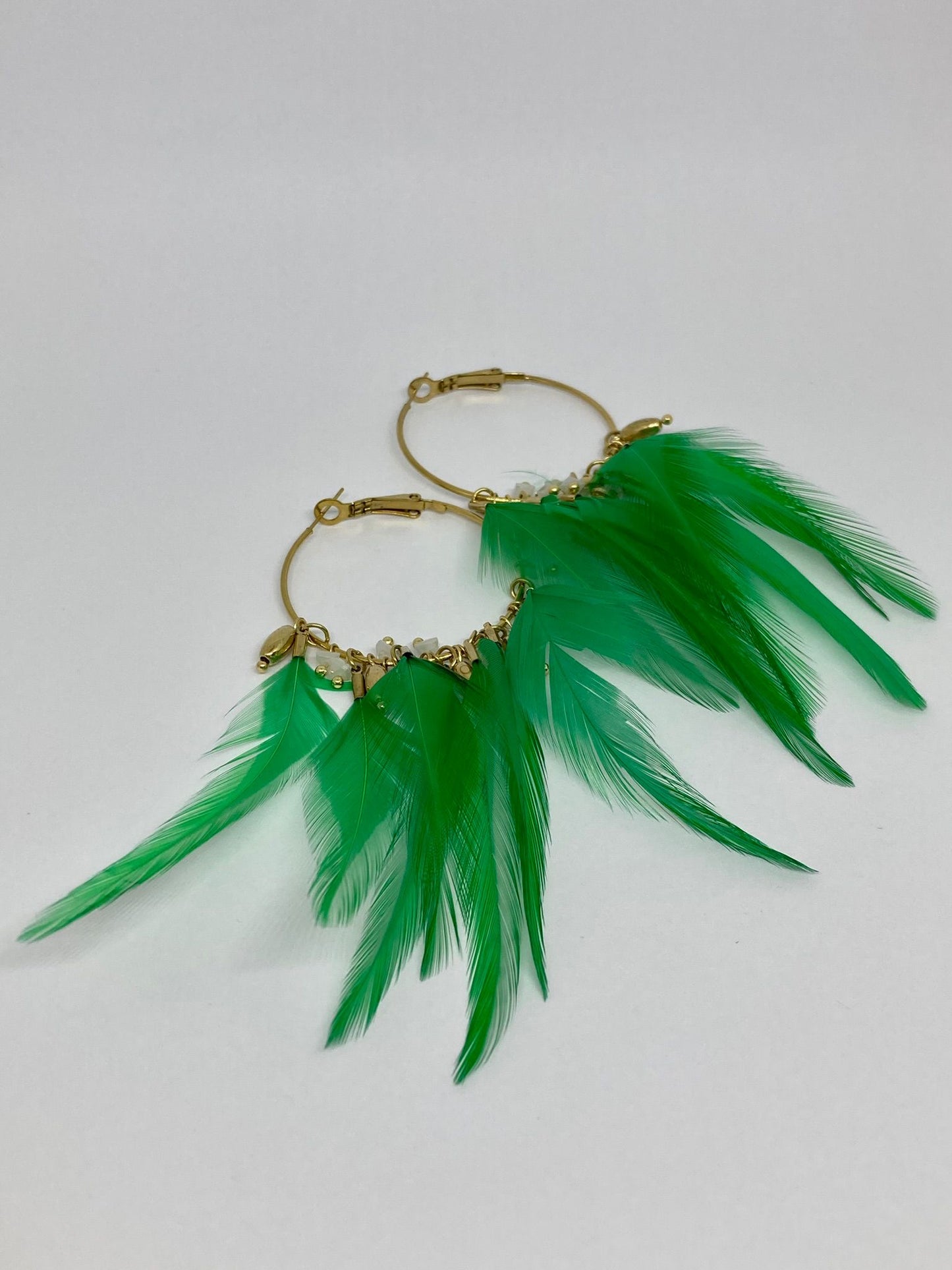 Boucles d’oreilles - Plume Émeraude