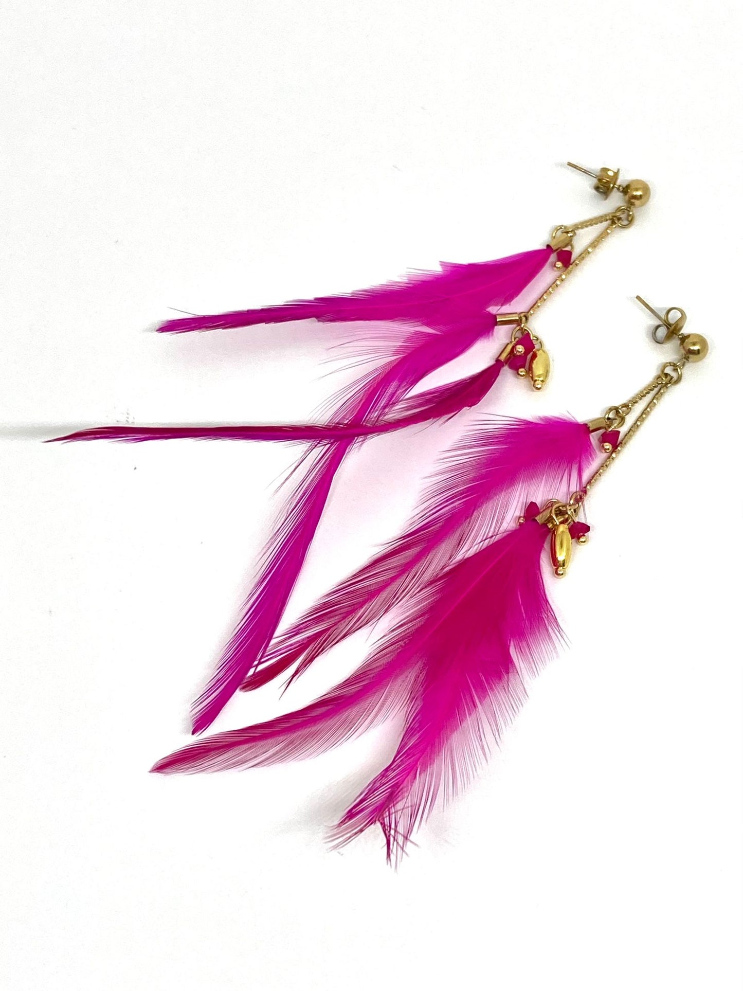 Boucles d’oreilles Plume - Fuchsia