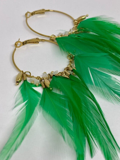 Boucles d’oreilles - Plume Émeraude