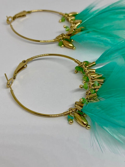 Boucles d’oreilles Plume - Turquoise