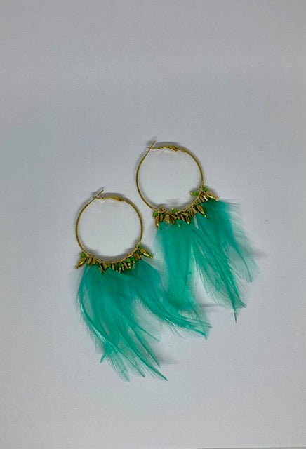 Boucles d’oreilles Plume - Turquoise