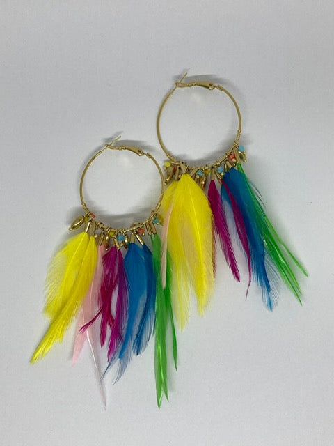 Boucles d’oreilles Plume - Multicolore