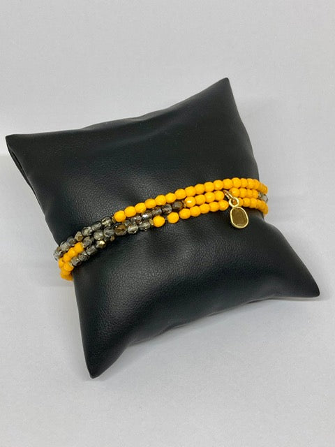 Bracelet/Collier Orange & argent - Têtes Blondes