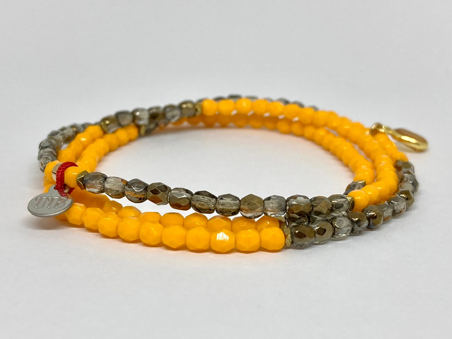 Bracelet/Collier Orange & argent - Têtes Blondes