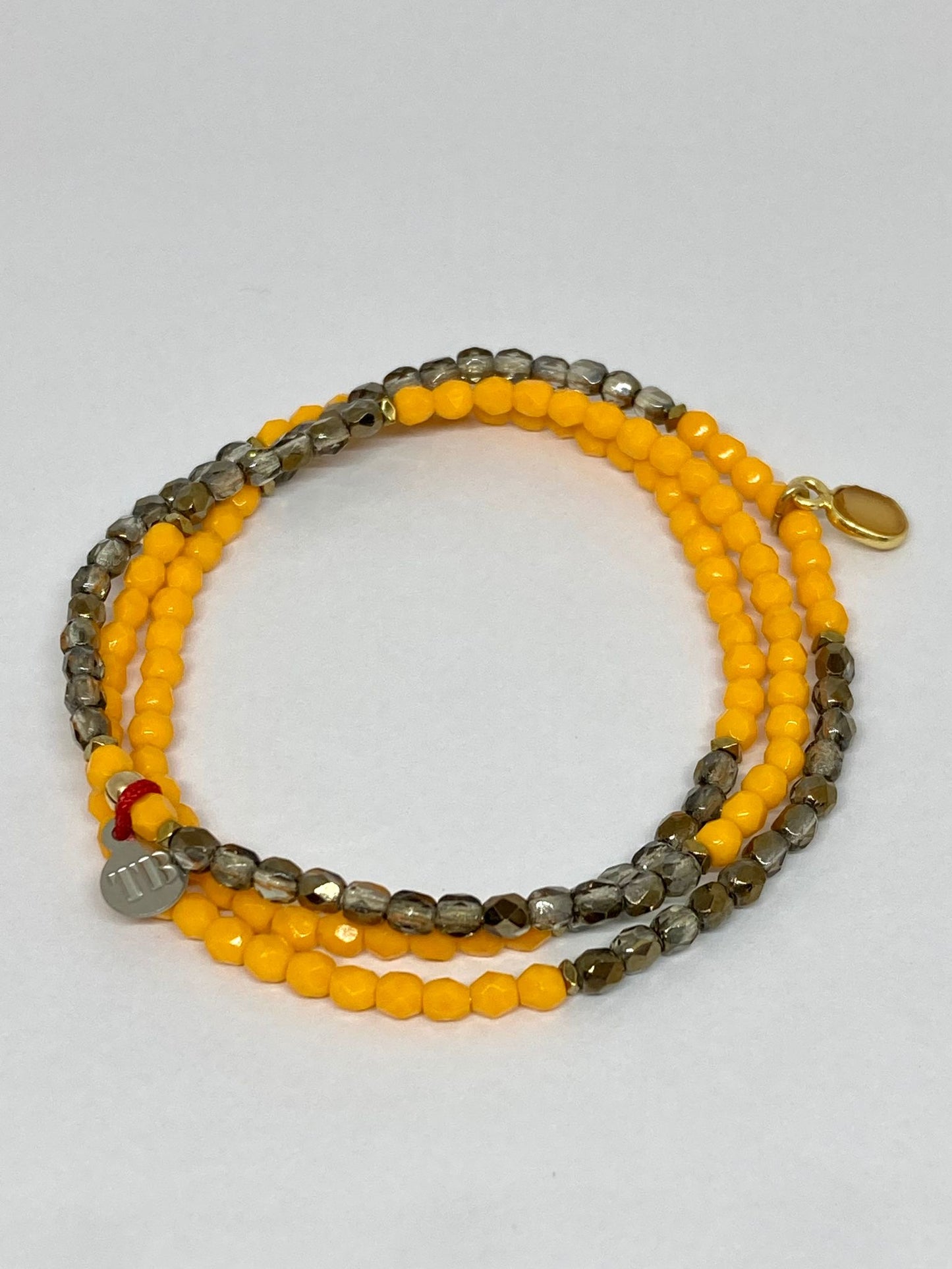 Bracelet/Collier Orange & argent - Têtes Blondes