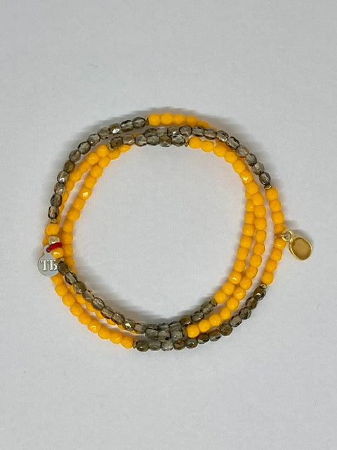 Bracelet/Collier Orange & argent - Têtes Blondes