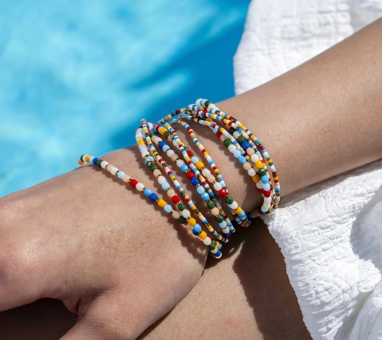 Bracelet / Collier Pampelone Bleu - Têtes Blondes