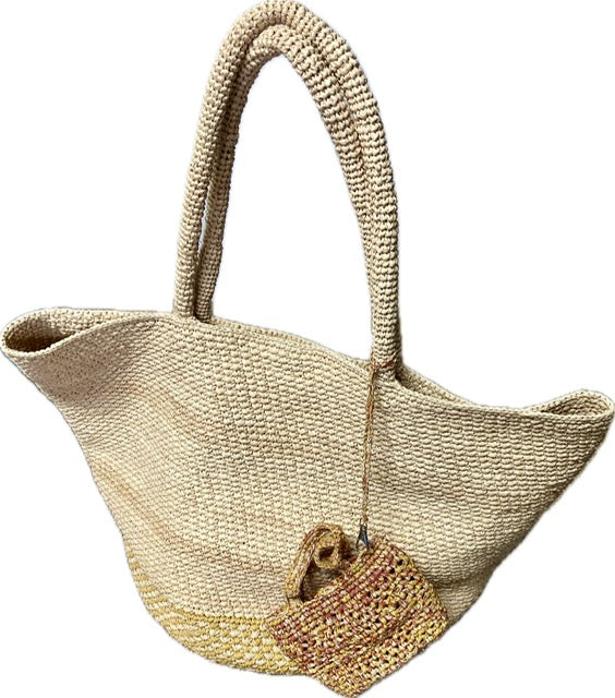 Cabas en raphia jaune & naturel Madagascar - Limaïa