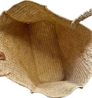 Cabas en raphia avec pompons & bijou palmier Madagascar - Limaïa