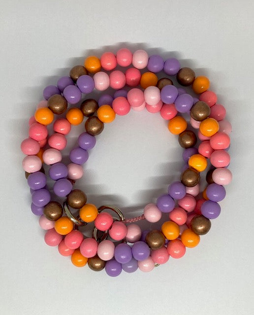 Chaîne de téléphone en perles de bois multicolore - Colombie