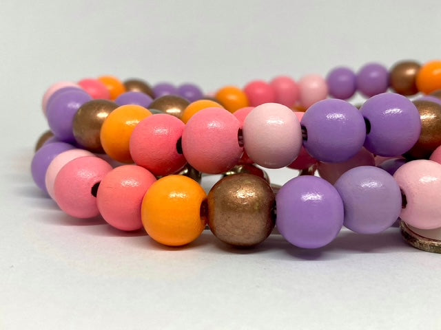 Chaîne de téléphone en perles de bois multicolore - Colombie