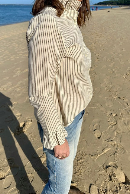 Chemise rayée chic Effortless - Écru