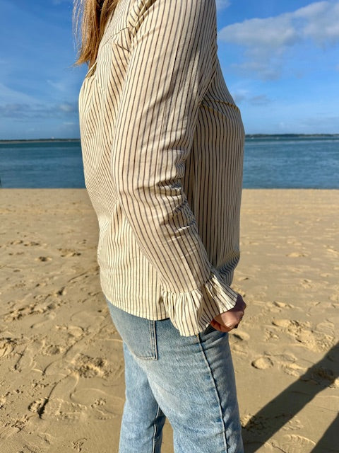 Chemise rayée chic Effortless - Écru
