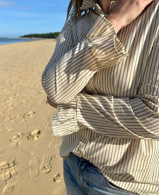 Chemise rayée chic Effortless - Écru