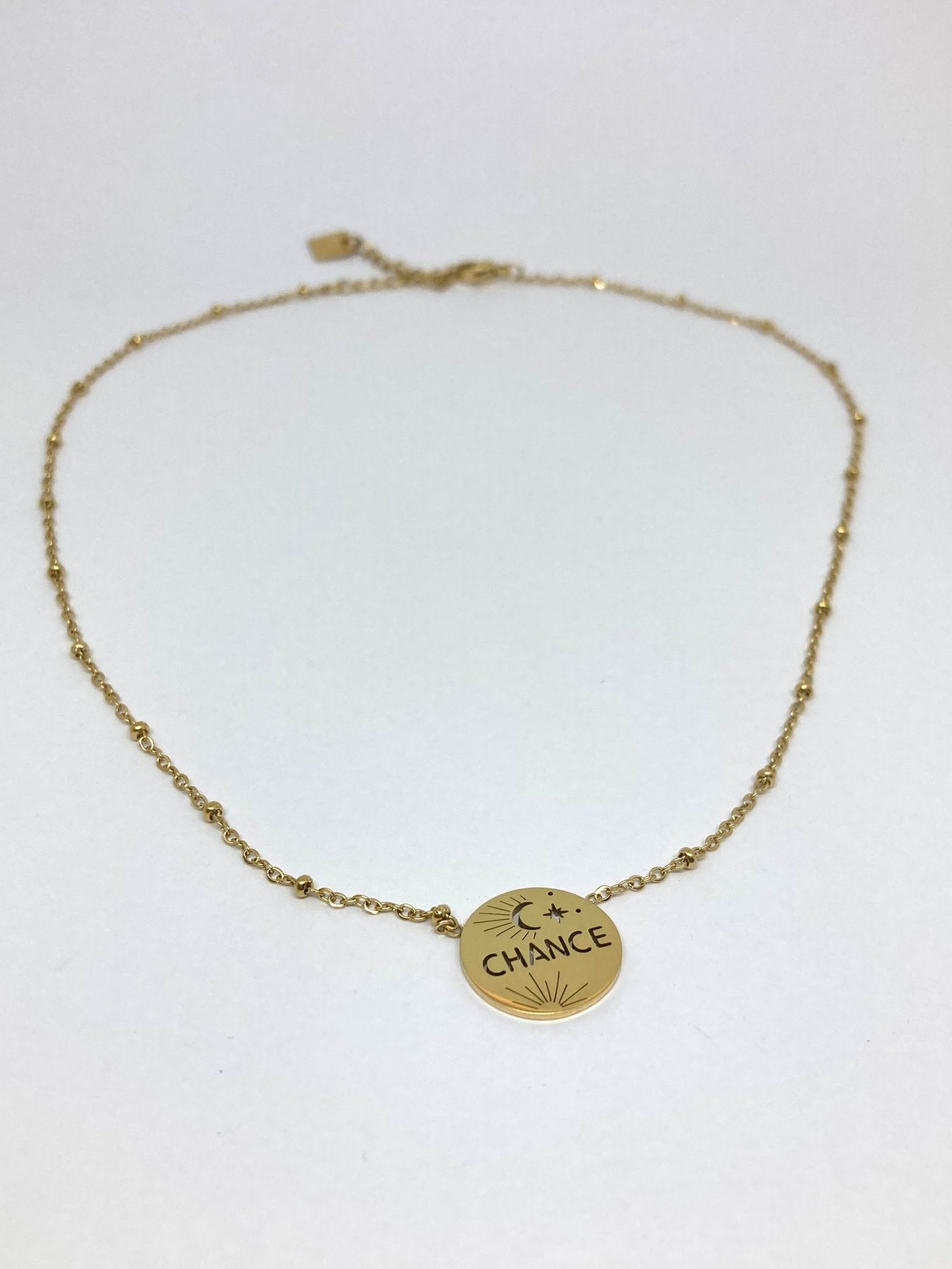 Collier en acier inoxydable doré - Chance
