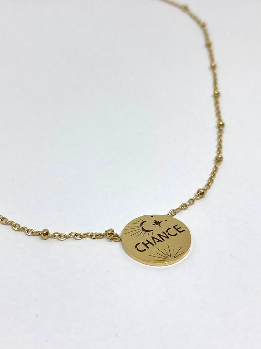 Collier en acier inoxydable doré - Chance