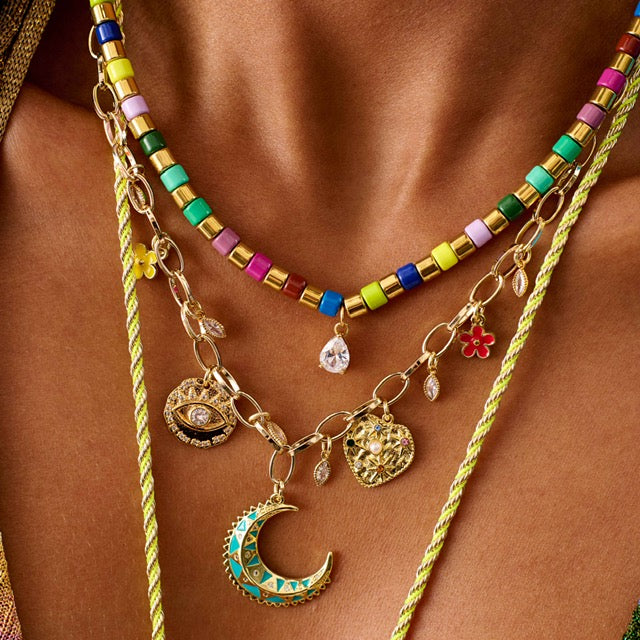 Collier vert & doré à l’or fin - Hipanema