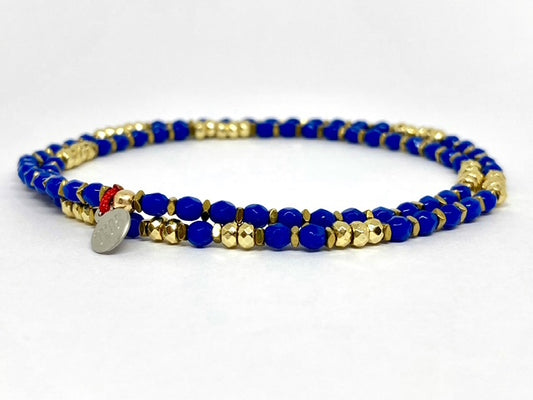 Collier ras de cou bleu & doré - Têtes Blondes