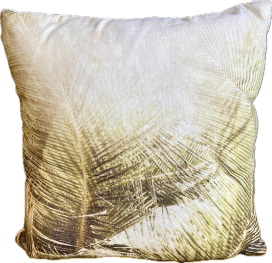 Coussin en velours feuillages