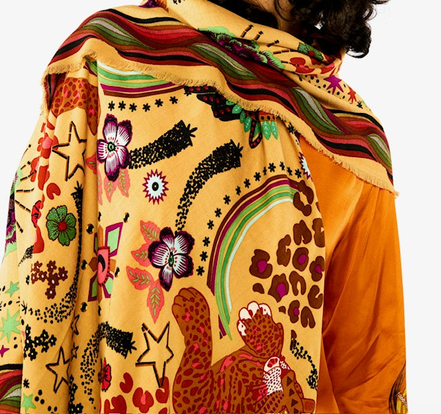 Étole Crazy world beige - Wild