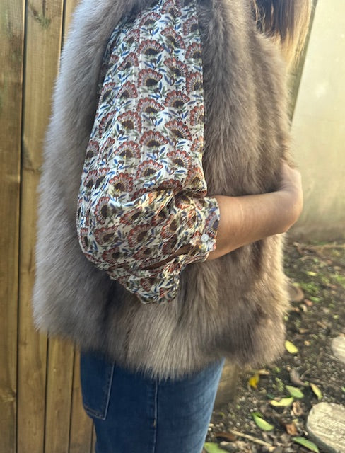 Gilet sans manche fausse fourrure - Beige