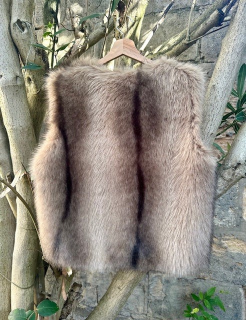 Gilet sans manche fausse fourrure - Beige