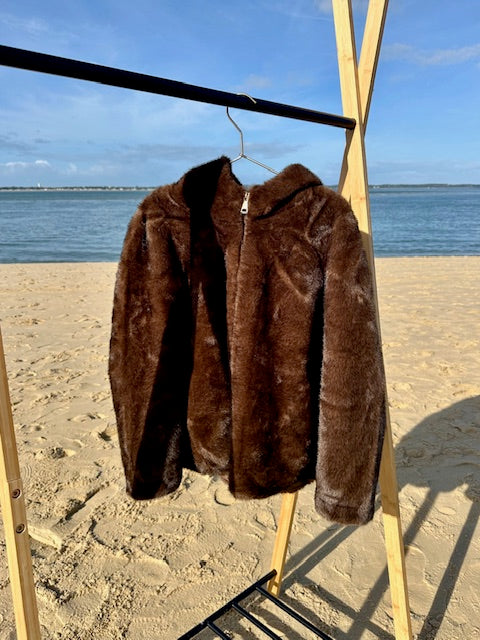 Manteau fausse fourrure - Chocolat