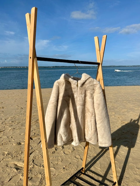 Manteau fausse fourrure - Écru