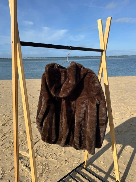 Manteau fausse fourrure - Chocolat