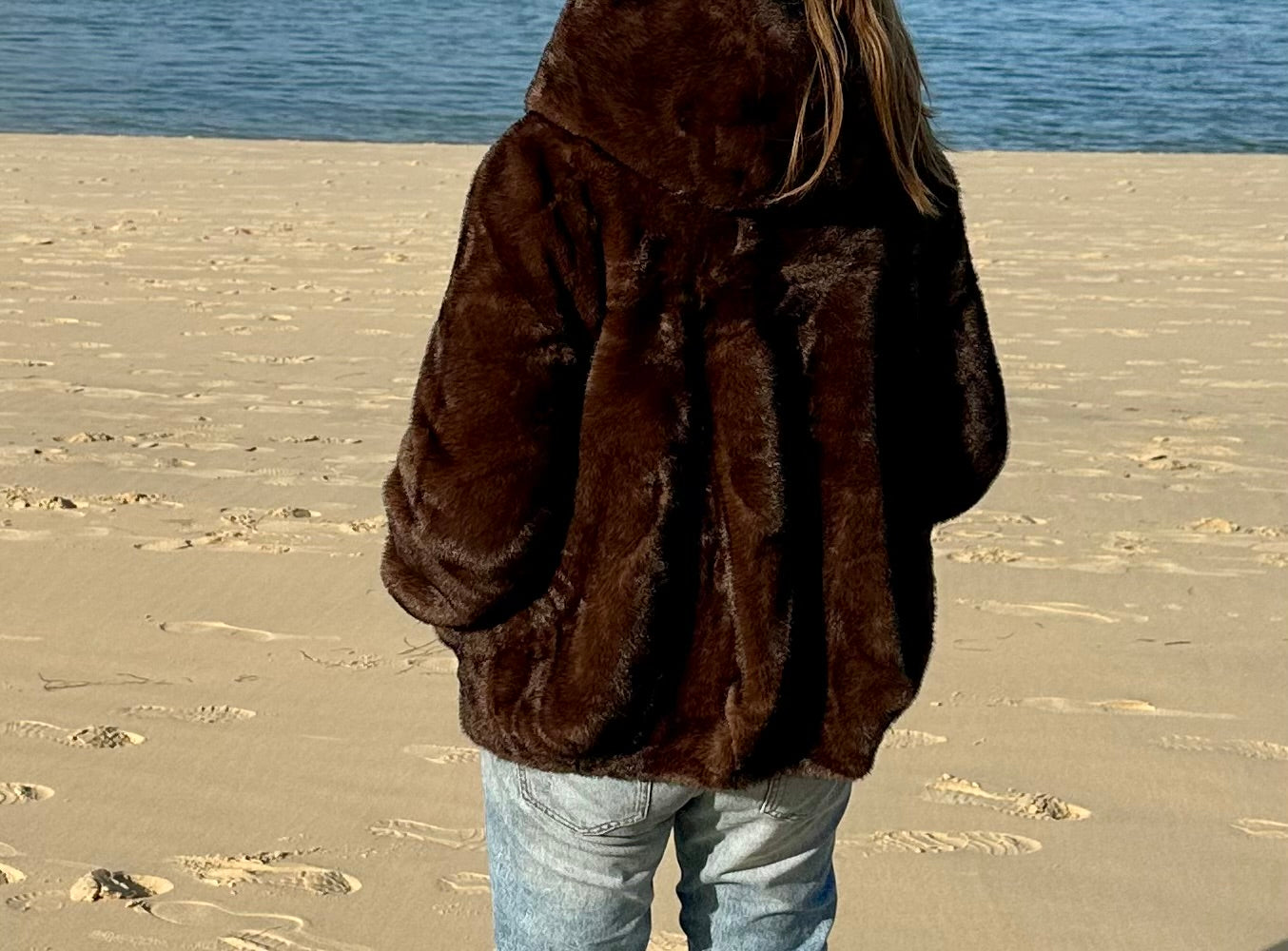 Manteau fausse fourrure - Chocolat