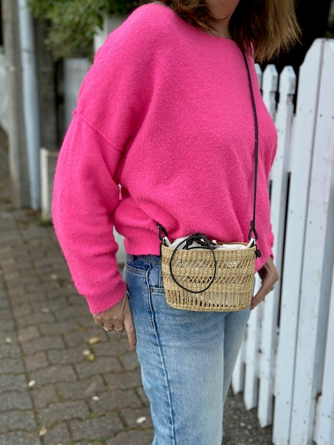 Mini sac en herbe à éléphant cuir noir - Muun