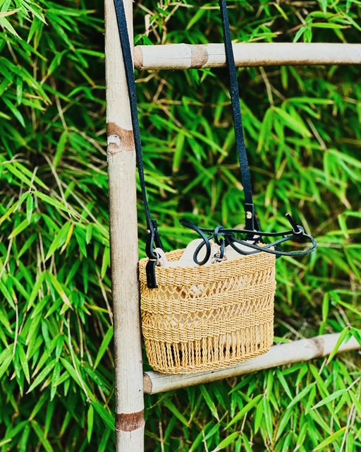 Mini sac en herbe à éléphant cuir noir - Muun
