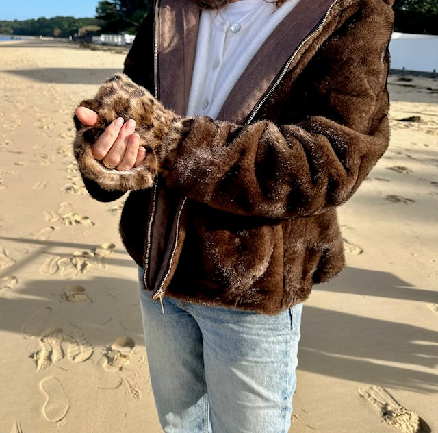 Mitaines en fausse fourrure Léopard