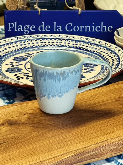 Mug artisanal en céramique - Dégradé bleu & reflets dorés