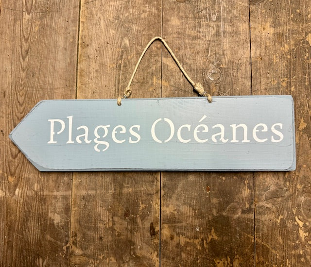 Panneau artisanal «Plages Océanes» - gris clair