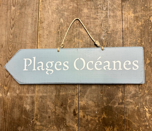 Panneau artisanal «Plages Océanes» - gris clair