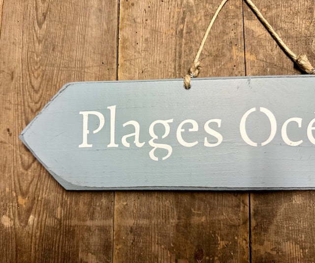 Panneau artisanal «Plages Océanes» - gris clair