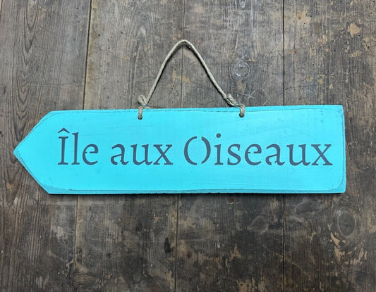 Panneau artisanal «L’île aux oiseaux» - Turquoise