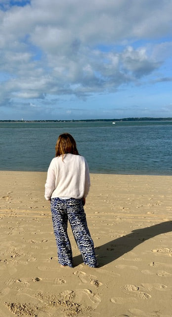 Pantalon fluide  Léopard Bleu