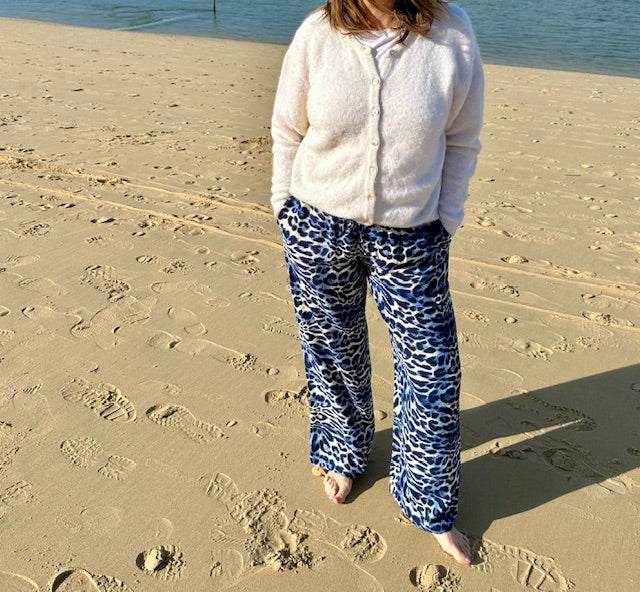 Pantalon fluide  Léopard Bleu