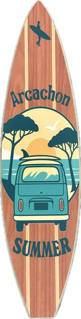 Planche de Surf Déco illustrée - Arcachon Summer T S