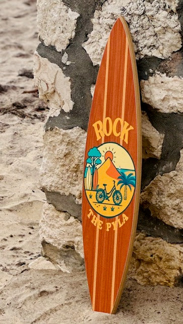 Planche de Surf Déco illustrée « Rock The Pyla » couleur Bois T M