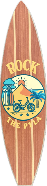 Planche de Surf Déco illustrée « Rock The Pyla » couleur bois T S