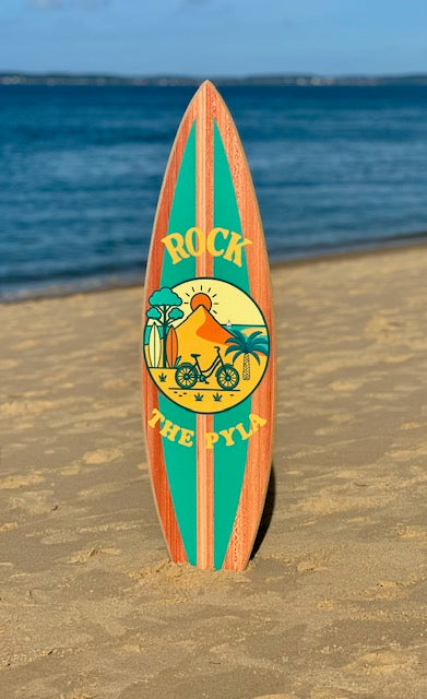 Planche de Surf Déco illustré « Rock The Pyla » couleur Lagon T L
