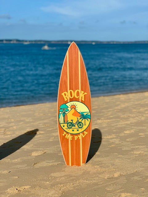 Planche de Surf Déco illustrée « Rock The Pyla » couleur bois T L